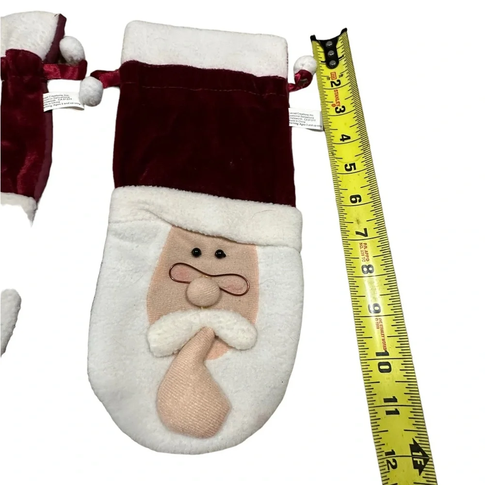 Santa Drawstring Gift Bags 3 Piece Set